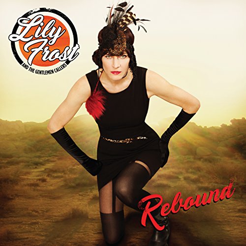 CD cover for "Rebound" featuring Lily Frost in a black dress and feathered headpiece.