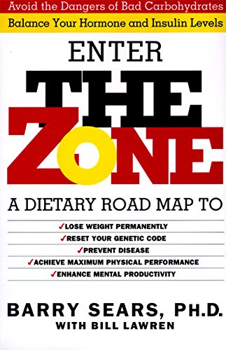Book cover for "The Zone" by Barry Sears, red and black text on white.