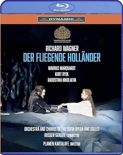 Blu-ray cover for Wagner’s *Der Fliegende Holländer* opera, featuring two singers.