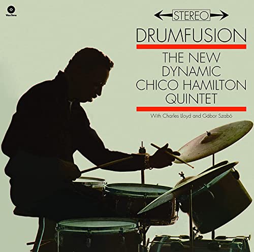 Album cover for Chico Hamilton’s “Drumfusion” featuring a drummer in silhouette.