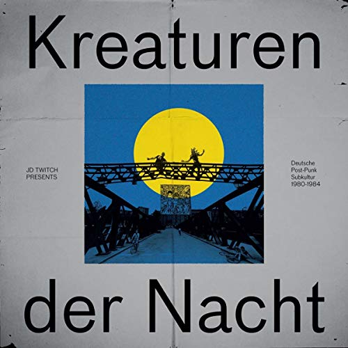 CD cover: “Kreaturen der Nacht” with a yellow sun and bridge silhouette.