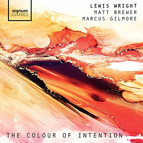CD cover with abstract red and gold watercolor paint splash design.