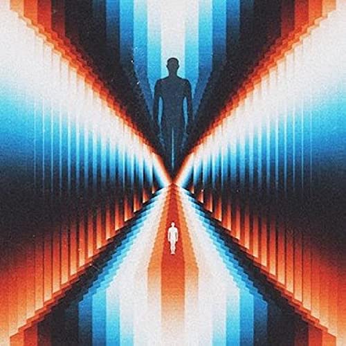 Album cover with silhouetted figures amidst vibrant, distorted light patterns.