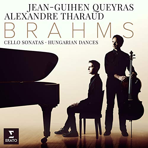 CD cover featuring musicians with a piano and cello, titled "Brahms".