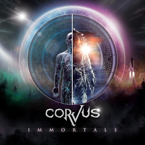 CD cover art: split figure with celestial and earthly backgrounds.