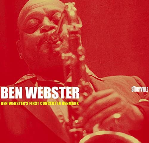 Ben Webster playing saxophone, album cover with red background.