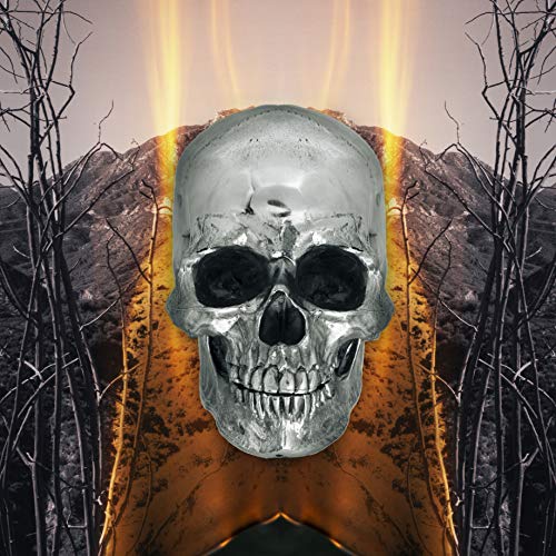 CD cover with a silver skull centered against a fiery, rocky background.