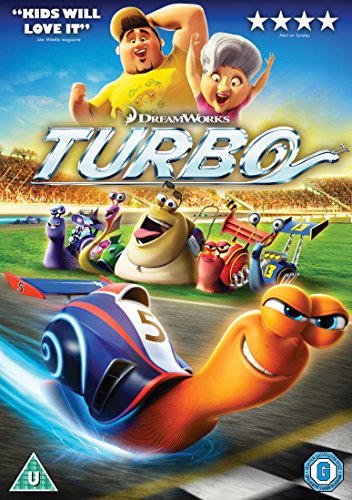 Animated snail racing on a track with other cartoon characters in the background.