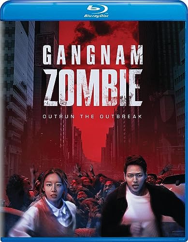Blu-ray cover for "Gangnam Zombie" featuring a city and fleeing people.