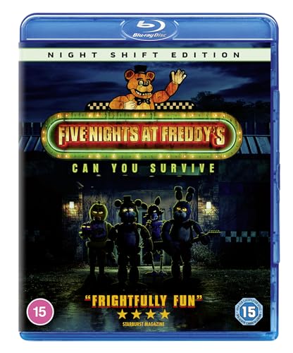 Five Nights at Freddy's" Blu-ray case featuring animatronic characters and a nighttime scene.