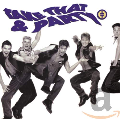 Take That band members in dynamic poses on album cover.