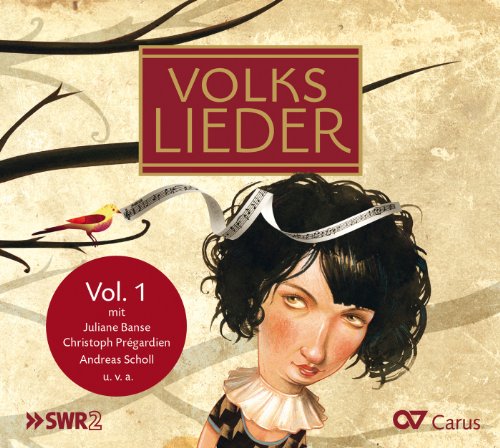 CD cover: illustration of a woman with a bird and musical ribbon.