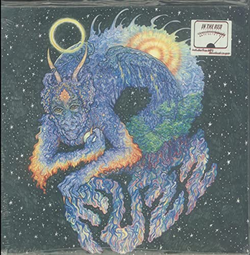 Vinyl record cover featuring a blue and orange illustrated dragon against stars.
