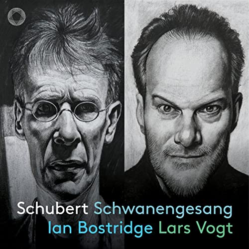 Black and white portrait of Ian Bostridge and Lars Vogt, CD cover.