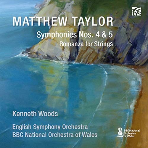 CD cover with abstract coastal landscape and composer’s name, Matthew Taylor.