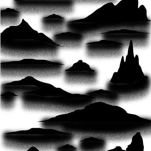 Black and white abstract image of silhouetted mountain shapes.