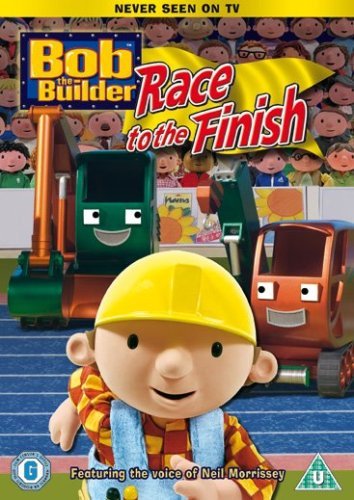 Bob the Builder DVD cover, featuring characters racing construction vehicles.