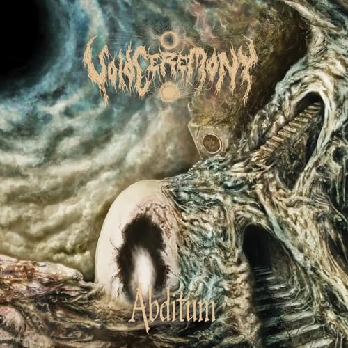 CD cover for Voidceremony’s “Abditum” with dark, swirling, textured imagery.