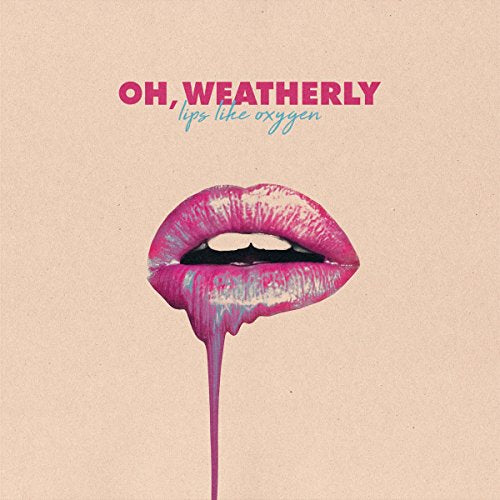 Album cover with pink, dripping lips against a tan background.