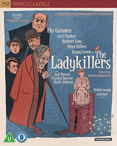 Blu-ray case for "The Ladykillers" film, black cover with character imagery.