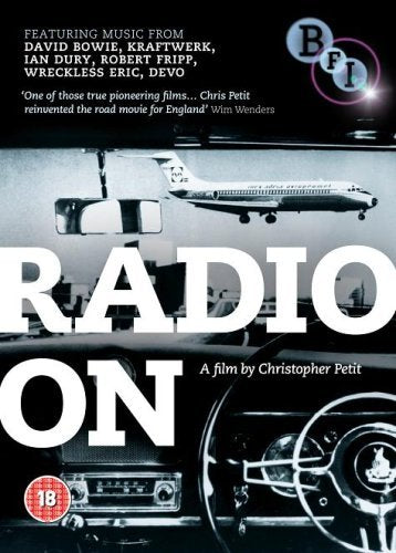 DVD cover for "Radio On" featuring a plane, car, and bold title text.