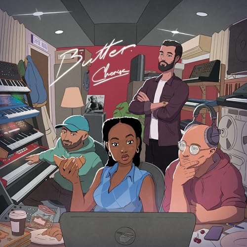 Album cover for Cherise’s “Butter” featuring four people in a studio.