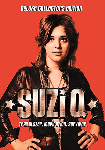 Suzi Quatro in a black leather jacket, DVD cover for "Suzi Q".