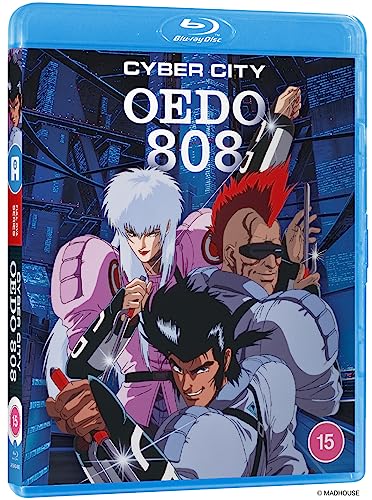 Blu-ray cover art for Cyber City Oedo 808 featuring three anime characters in futuristic armor.