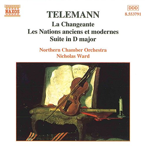 CD cover: Telemann’s “La Changeante” with violin, sheet music, and candle.