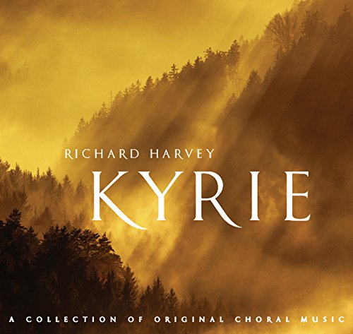 CD cover for "Kyrie" by Richard Harvey, featuring a misty forest scene.