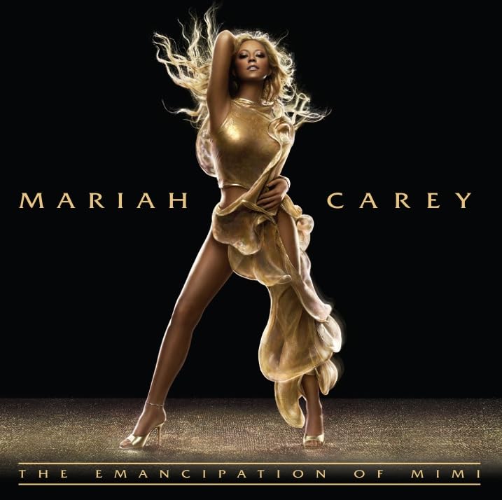 Mariah Carey album cover, "Mimi," featuring a golden-clad figure.
