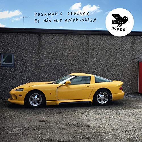 CD cover with yellow sports car parked in front of a building.
