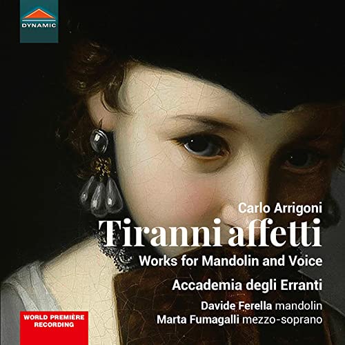 CD cover: portrait of a person with earring, title “Tiranni affetti.”