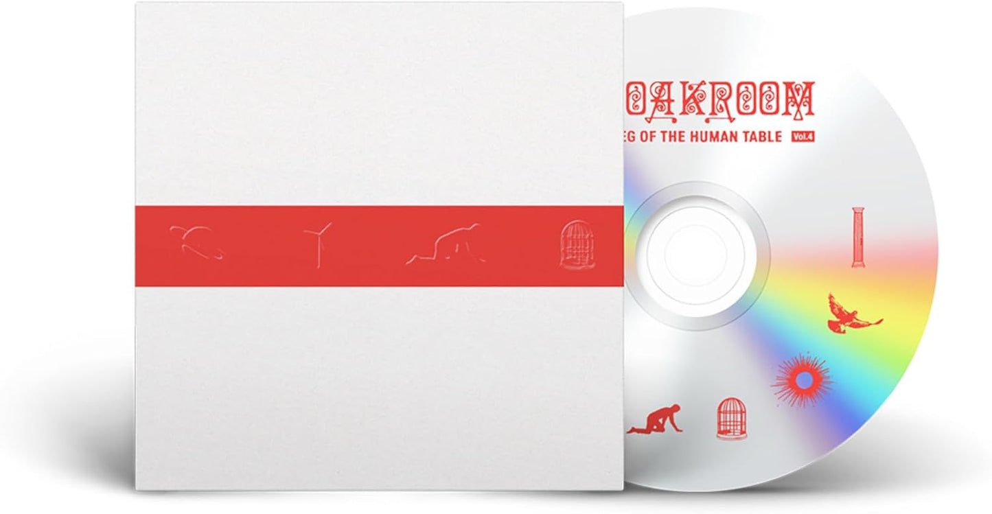 CD case for Cloakroom’s “Last Leg Of The Human Table” with red line art.