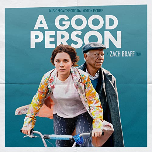 A Good Person" soundtrack vinyl cover featuring Florence Pugh and Morgan Freeman.
