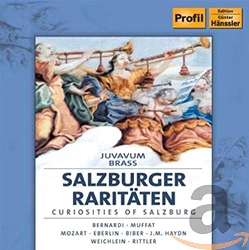 CD cover: Baroque painting of musicians, text "Juvavum Brass - Salzburg Raritäten".