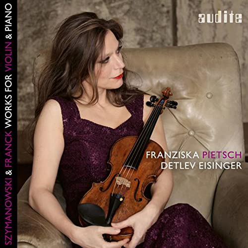 Woman with violin and pianist, album cover for Franck/Szymanowski works.