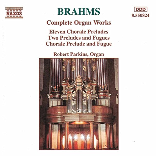 CD cover for Brahms’ organ works featuring an ornate pipe organ.