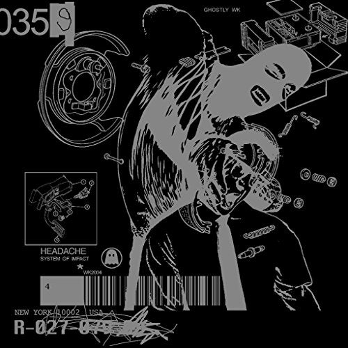 Black and white vinyl record cover with distorted figure in a mask.