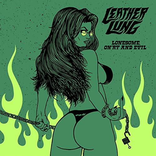 CD cover: Green illustration of a woman with flames and chains.