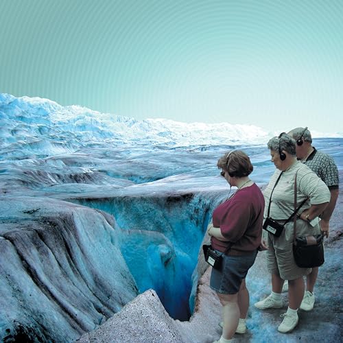 Album cover: three people view a glacial landscape in blue tones.