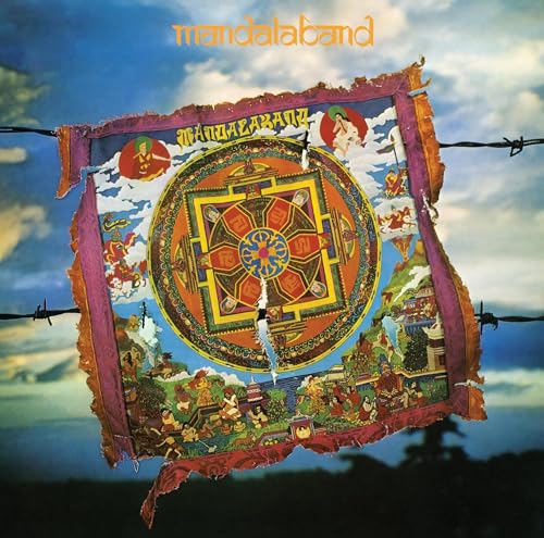 Album cover featuring a colorful mandala-like design on a tattered banner.