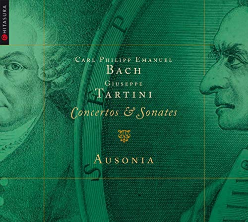 CD cover featuring portraits of Bach and Tartini in green tones.