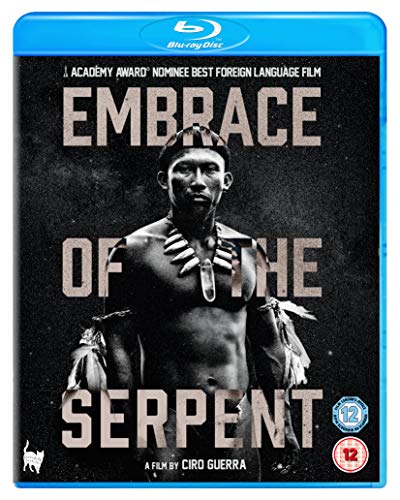 Blu-ray cover for "Embrace Of The Serpent" featuring a portrait of an Indigenous man.