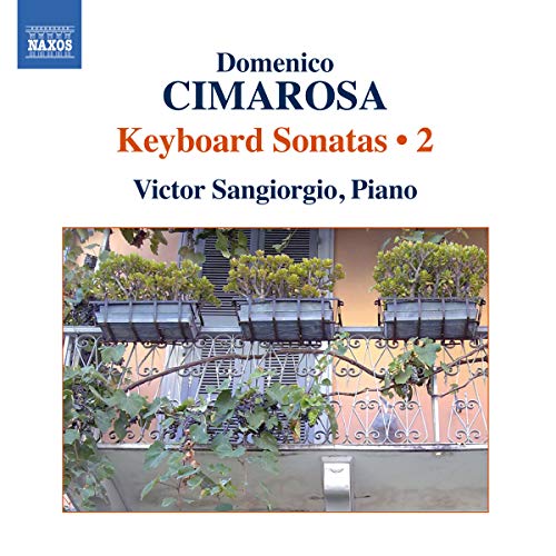 CD cover for Cimarosa keyboard sonatas, featuring a balcony with plants.