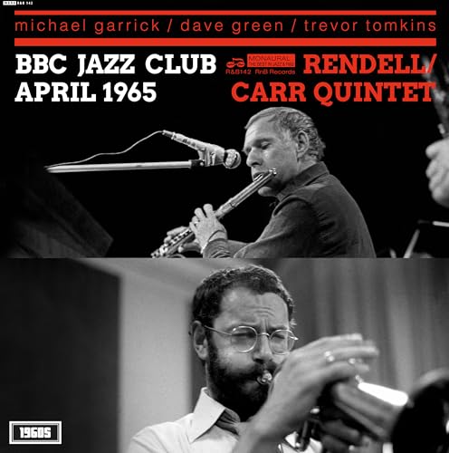 Black and white album cover featuring jazz musicians playing instruments.