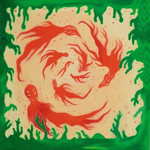 CD cover with abstract red figures against a pale yellow and green background.