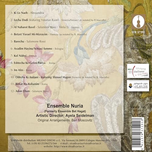 CD back cover for Nuria Ensemble’s “Illumination II” with tracklist and floral design.