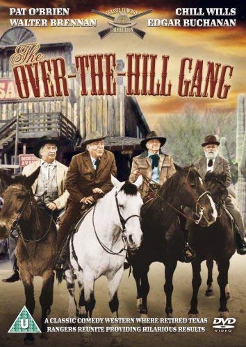 DVD cover for "The Over-The-Hill Gang" featuring four men on horseback.