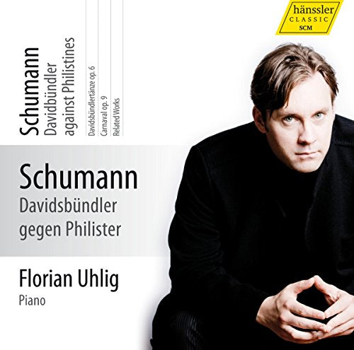 CD cover for Florian Uhlig performing Schumann’s piano works, portrait included.